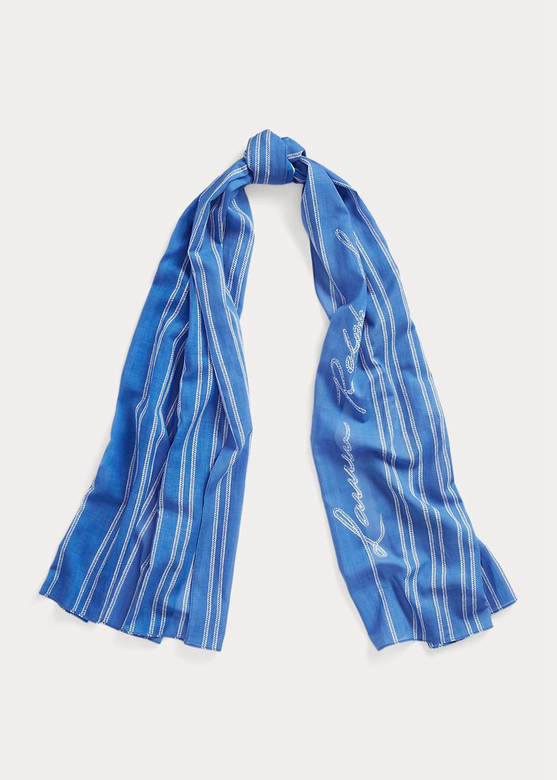 Bufanda Lauren Mujer Emma Striped Cotton Wrap Chile Azules VIETJ-9821